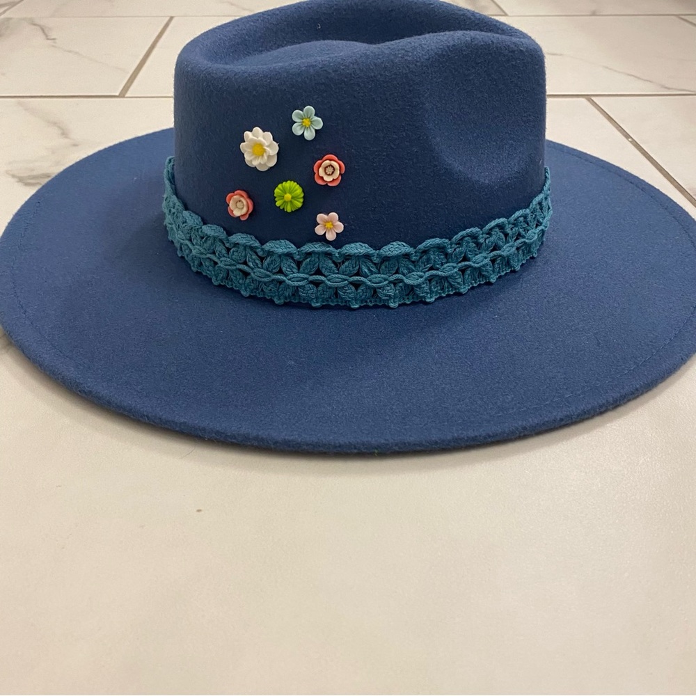 Wide Brim hand painted hat